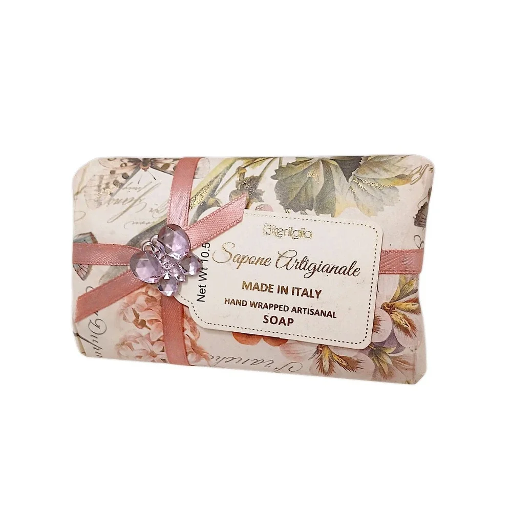 Italy‎ White Musk Floral Italian Soap  Wrapped Butterfly Jeweled Lingerie Drawer